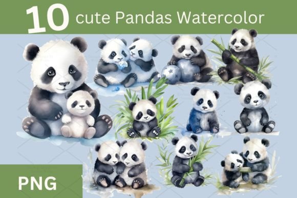 Download Digital Set of 10 Cute Panda PNG 687 - Panda png Collection